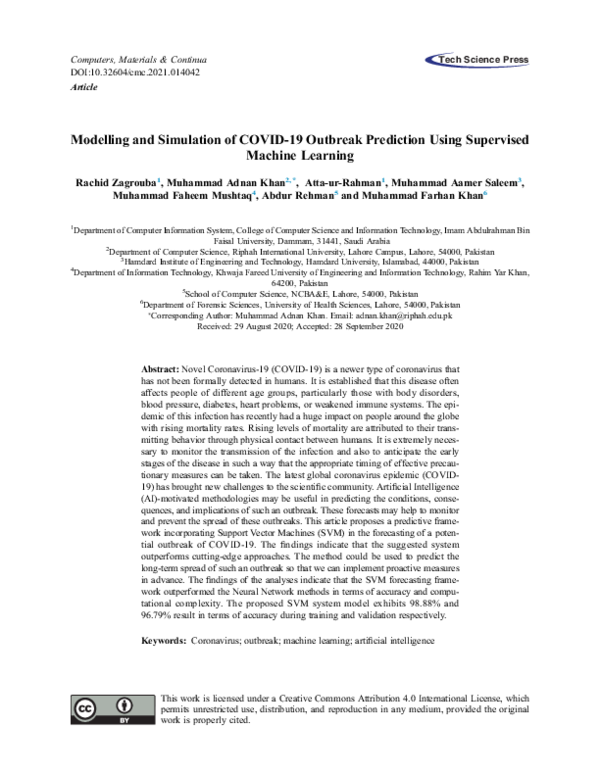Pdf Modelling And Simulation Of Covid 19 Outbreak Prediction Using