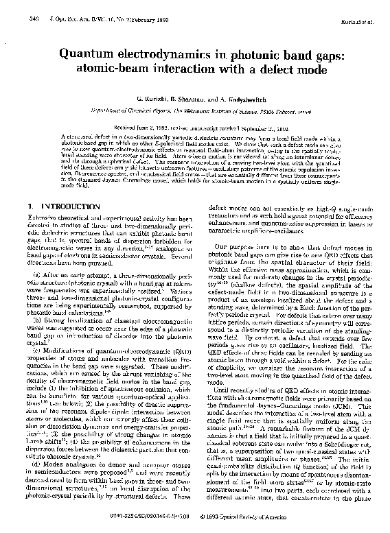(PDF) Quantum electrodynamics in photonic band gaps: atomic-beam ...