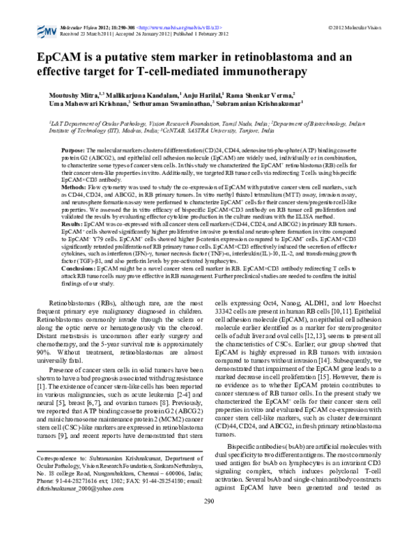 (PDF) EpCAM is a putative stem marker in retinoblastoma and an ...