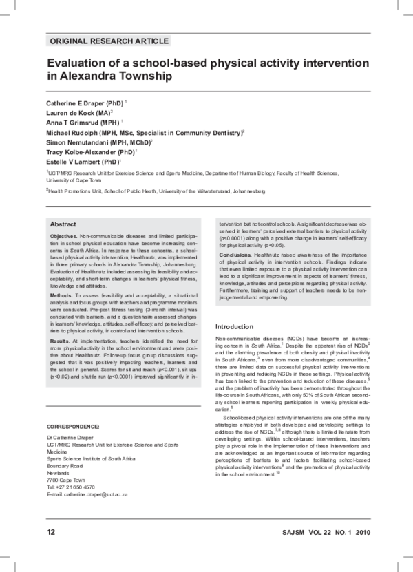 (PDF) Evaluation of a school-based physical activity intervention in ...