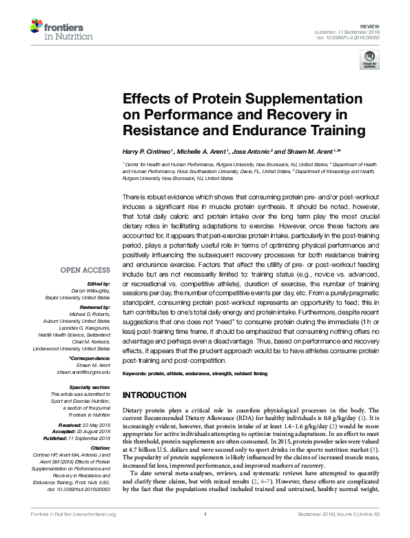 (PDF) Effects of Protein Supplementation on Performance and Recovery in ...