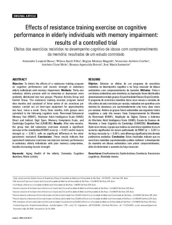 (PDF) Effects of Resistance Training Exercise on Cognitive Performance ...