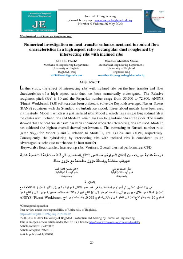 (PDF) Numerical investigation on heat transfer enhancement and ...