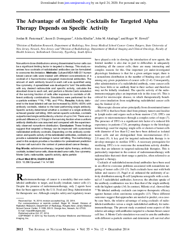 (PDF) The Advantage of Antibody Cocktails for Targeted Alpha Therapy ...