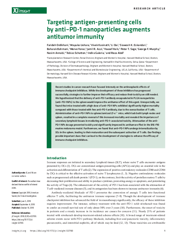 (PDF) Targeting antigen-presenting cells by anti–PD-1 nanoparticles ...