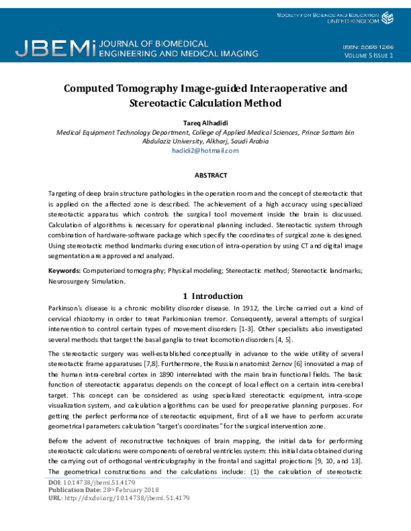 (PDF) Computed Tomography Image-guided Interaoperative and Stereotactic ...