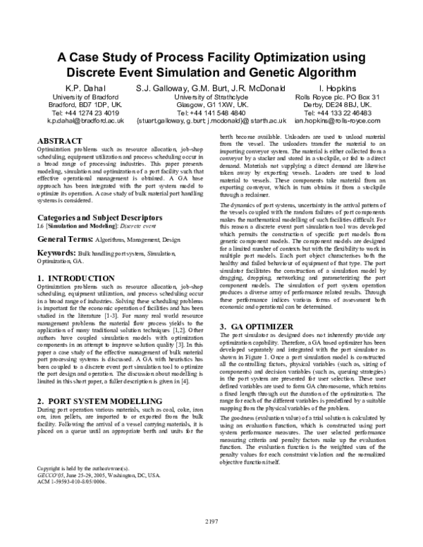 (PDF) A case study of process facility optimization using discrete ...