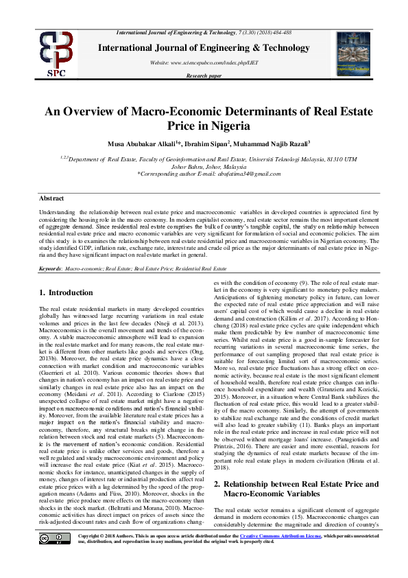 (PDF) An Overview of MacroEconomic Determinants of Real Estate Price