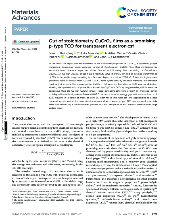 (PDF) Out of stoichiometry CuCrO2 films as a promising p-type TCO for ...