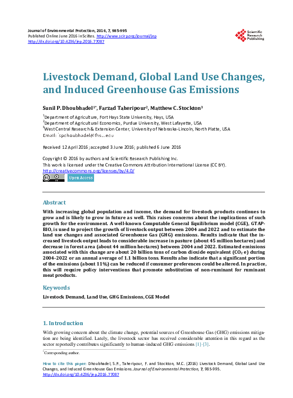 (PDF) Livestock Demand, Global Land Use Changes, and Induced Greenhouse ...