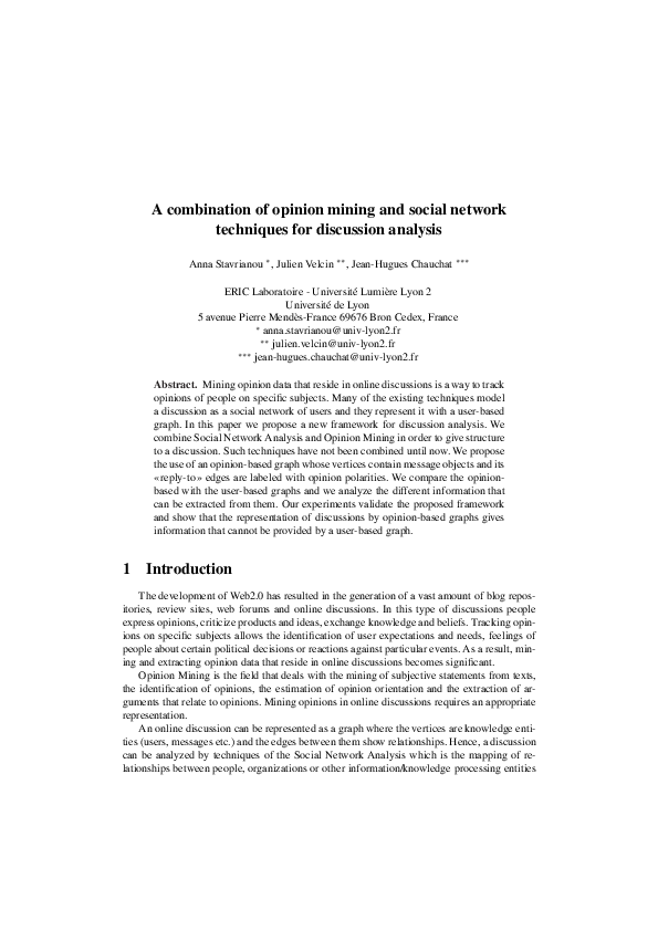 (PDF) A combination of opinion mining and social network techniques for ...