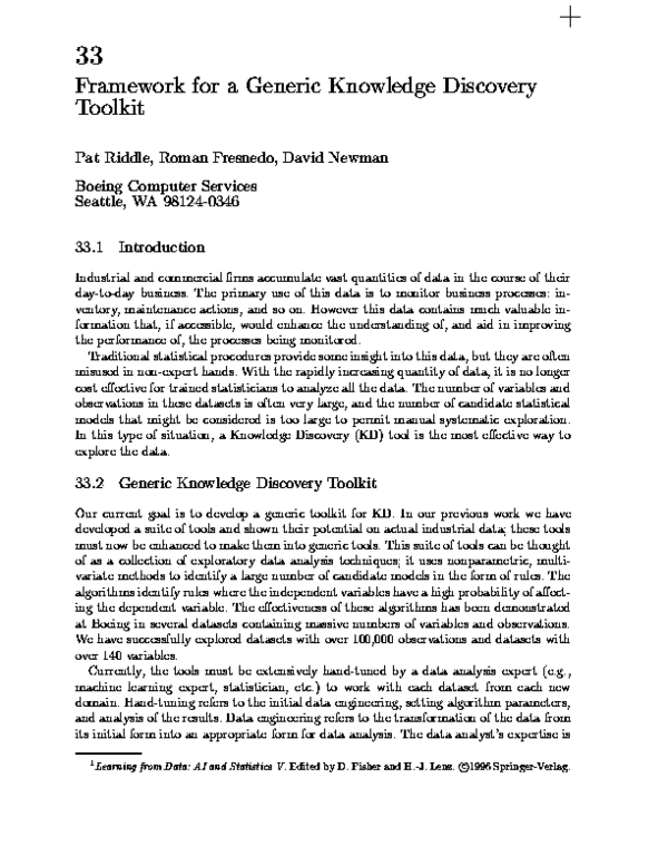 (PDF) Framework for a Generic Knowledge Discovery Toolkit