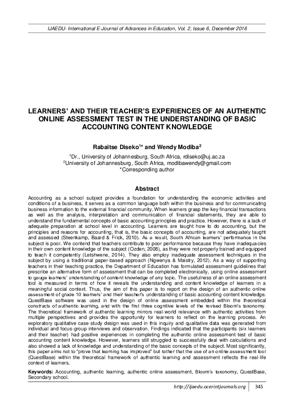 (PDF) Learners’ and Their Teacher’s Experiences of an Authentic Online ...