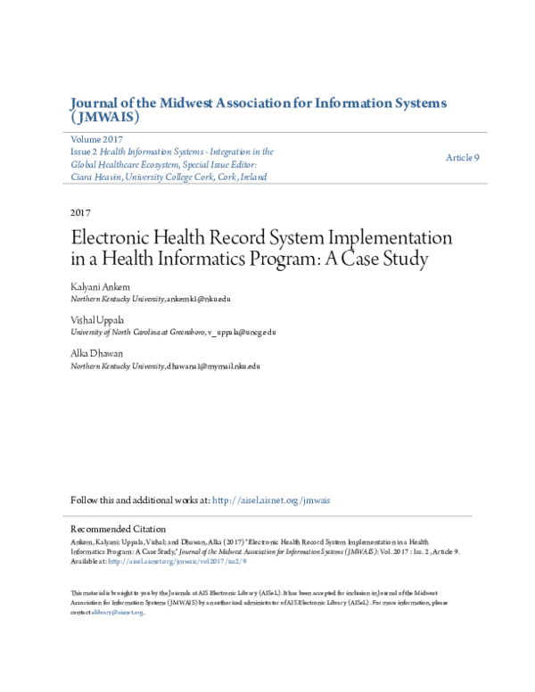 (PDF) Electronic Health Record System Implementation in a Health ...