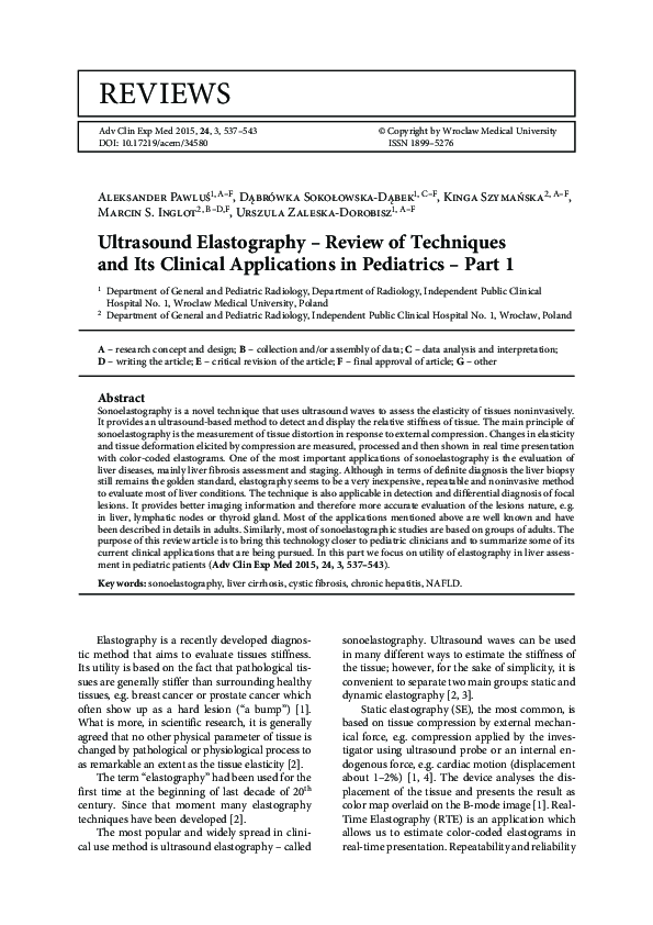 (PDF) Ultrasound elastography - review of techniques and its clinical ...