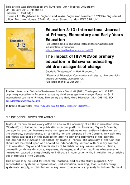 (PDF) The impact of HIV/AIDS on primary education in Botswana ...