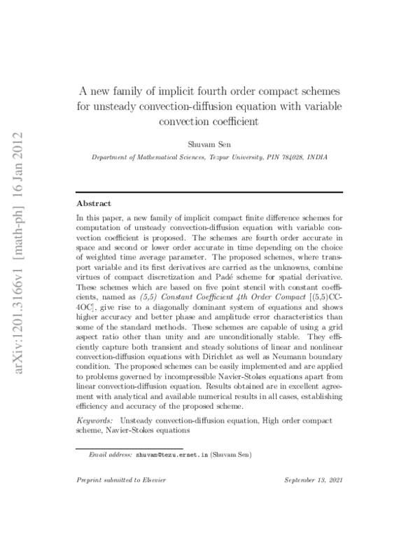 (PDF) A new family of implicit fourth order compact schemes for ...