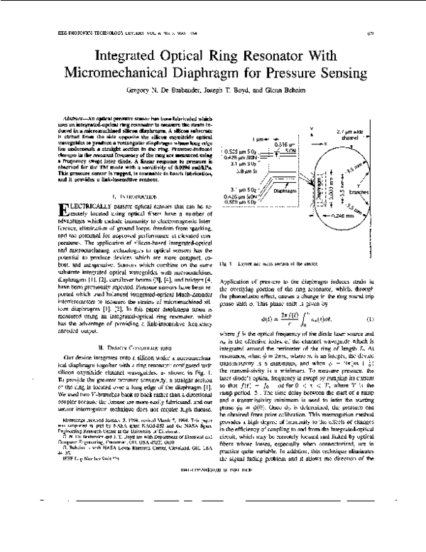 (PDF) Integrated optical ring resonator with micromechanical diaphragms ...