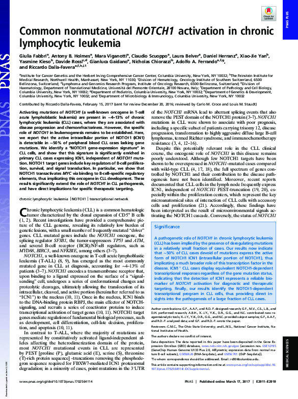 (PDF) Common nonmutational NOTCH1 activation in chronic lymphocytic ...