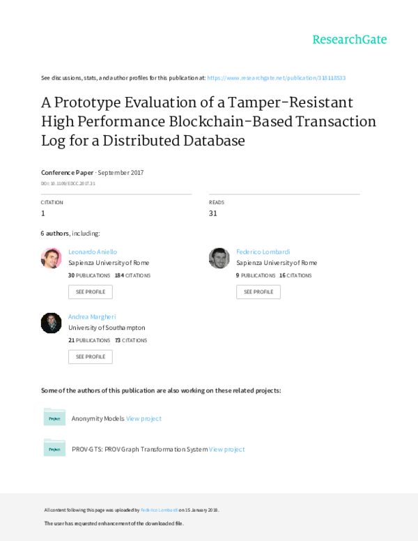 (PDF) A Prototype Evaluation of a TamperResistant High Performance