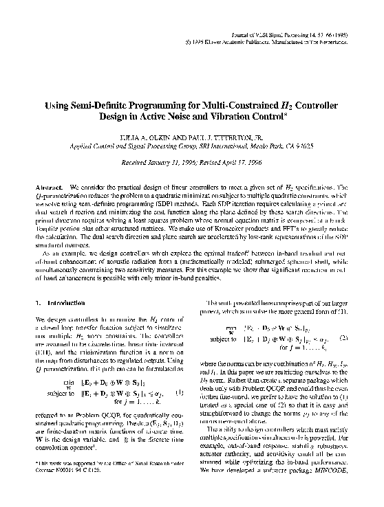 (PDF) Using Semi-Definite Programming for Multi-Constrained H2 ...