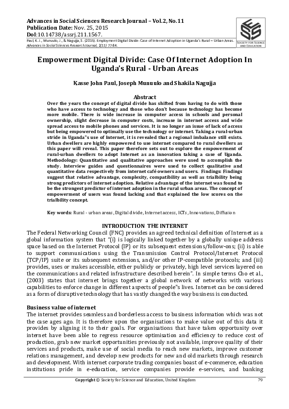 Pdf Empowerment Digital Divide Case Of Internet Adoption In Uganda S
