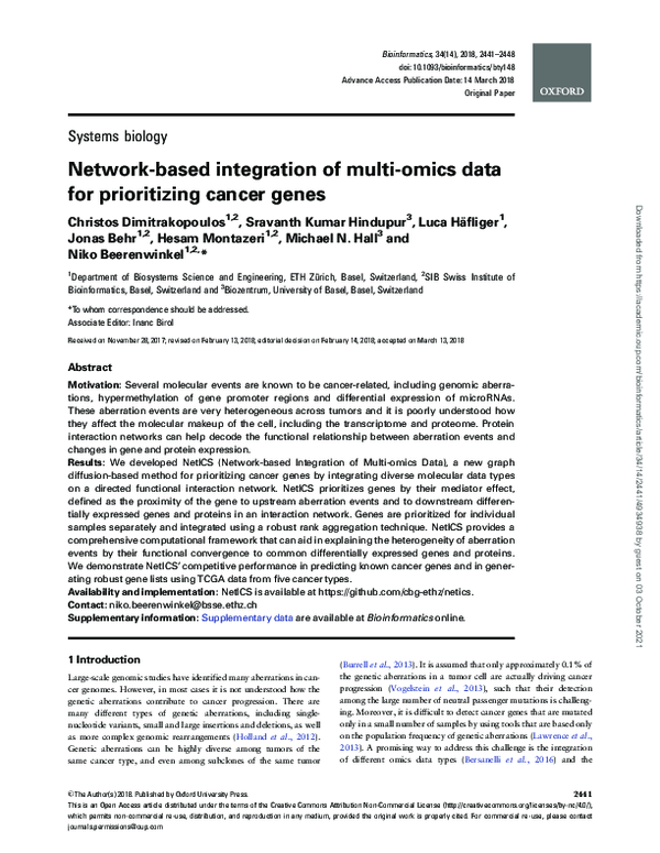 (PDF) Network-based integration of multi-omics data for prioritizing ...