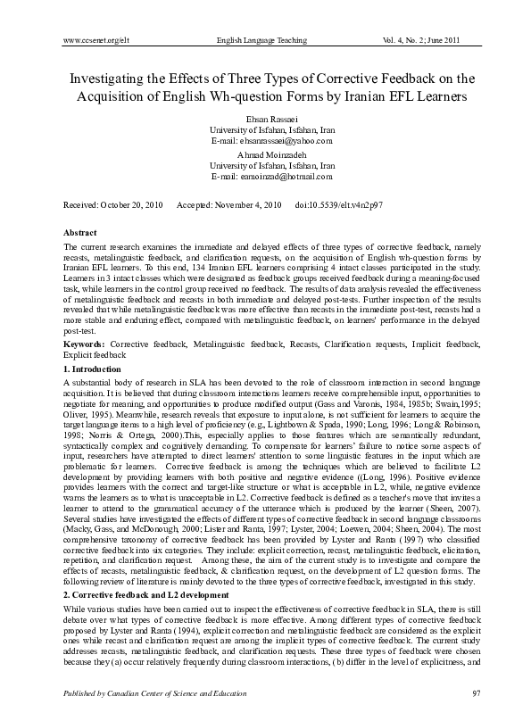 (PDF) Investigating the Effects of Three Types of Corrective Feedback ...