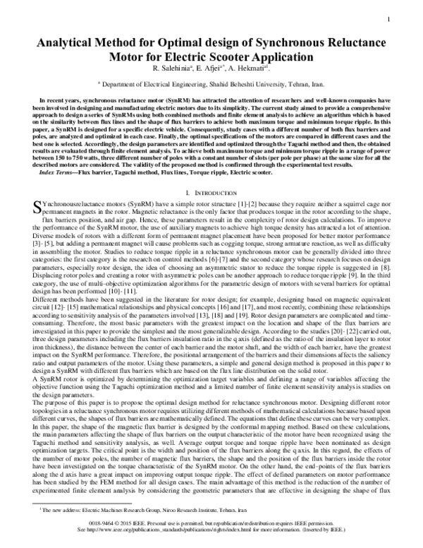 (PDF) Analytical Method to Optimum design of Synchronous Reluctance ...