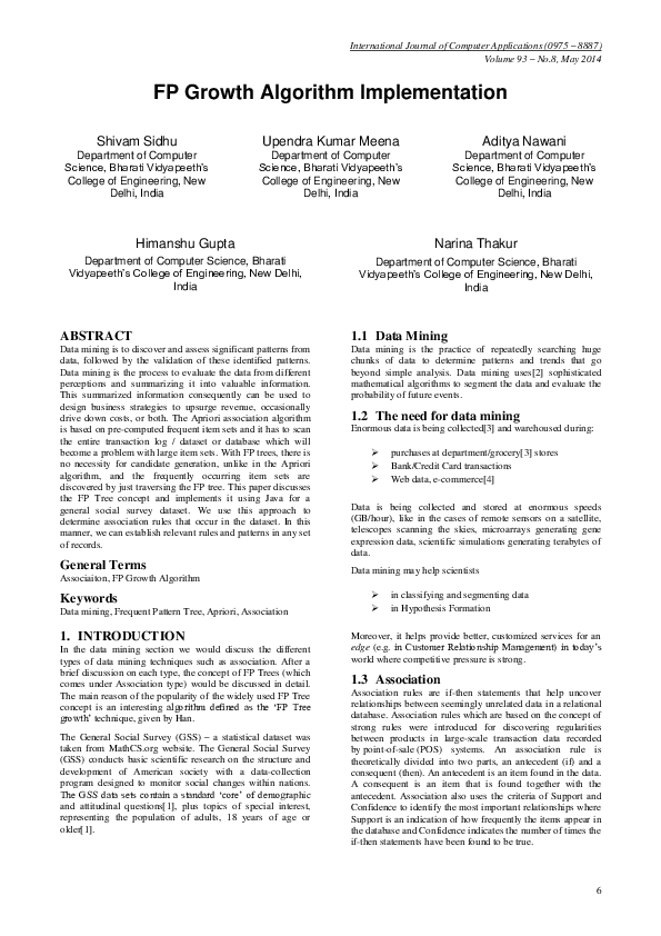 (PDF) FP Growth Algorithm Implementation