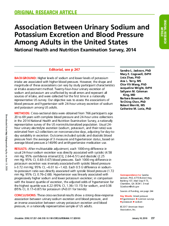 (PDF) Association Between Urinary Sodium and Potassium Excretion and ...