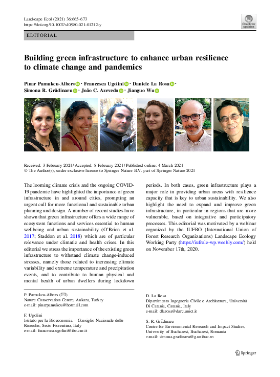(PDF) Building green infrastructure to enhance urban resilience to ...