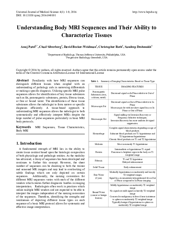 (PDF) Understanding Body MRI Sequences and Their Ability to ...