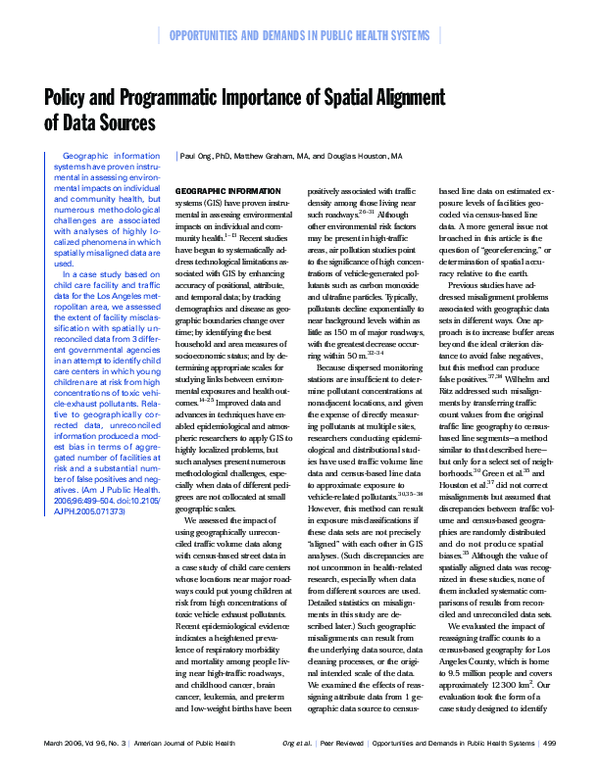 (PDF) Policy and Programmatic Importance of Spatial Alignment of Data ...