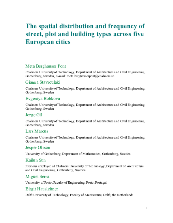 (PDF) The spatial distribution and frequency of street, plot and ...