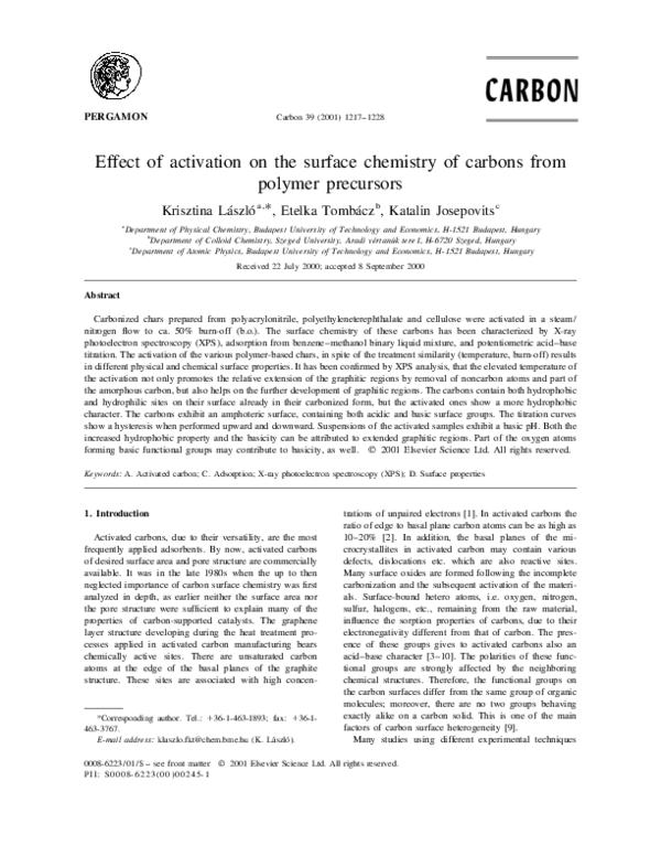 (PDF) Effect of activation on the surface chemistry of carbons from ...