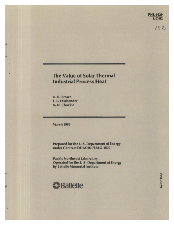 (PDF) Value of solar thermal industrial process heat