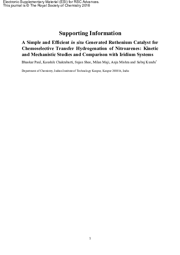 (PDF) A simple and efficient in situ generated ruthenium catalyst for ...