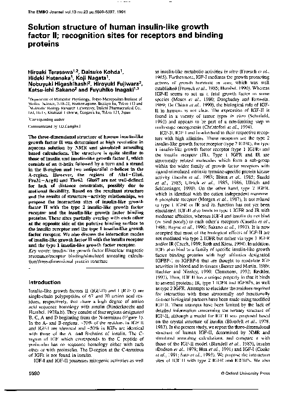 (PDF) Solution structure of human insulin-like growth factor II ...