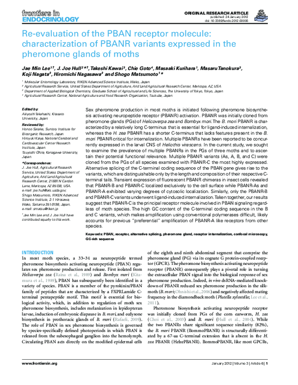 (PDF) Re-Evaluation of the PBAN Receptor Molecule: Characterization of ...