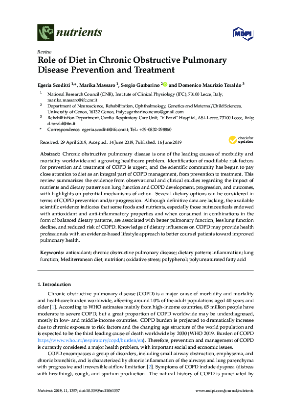 (PDF) Role of Diet in Chronic Obstructive Pulmonary Disease Prevention ...