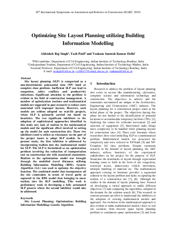 (PDF) Optimizing Site Layout Planning Utilizing Building Information ...