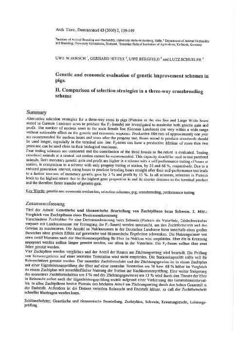 (PDF) Genetic and economic evaluation of genetic improvement schemes in ...