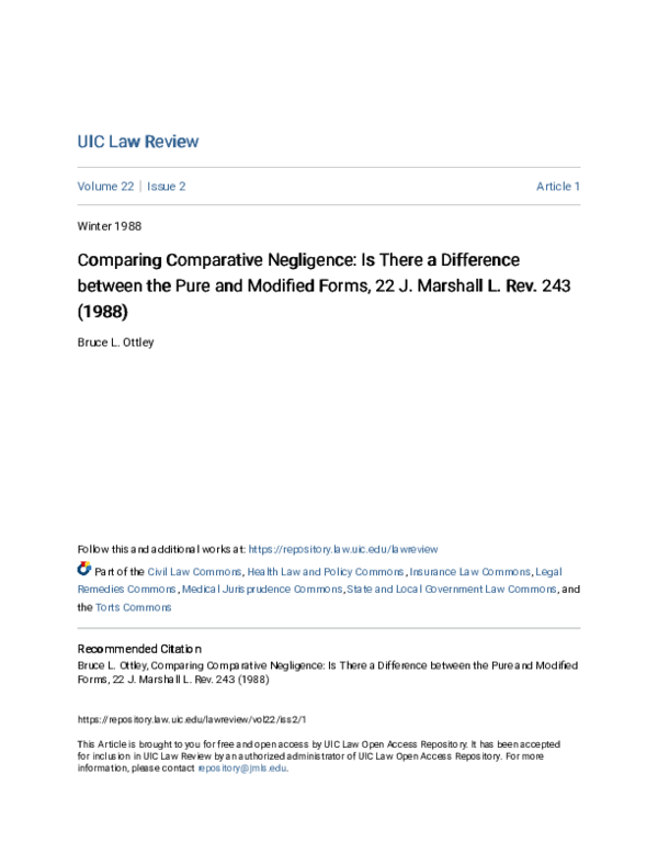 (PDF) Differences Between Pure and Modified Comparative Negligence
