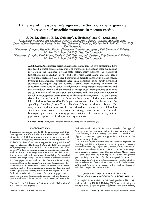 (PDF) Influence of fine-scale heterogeneity patterns on the large-scale ...