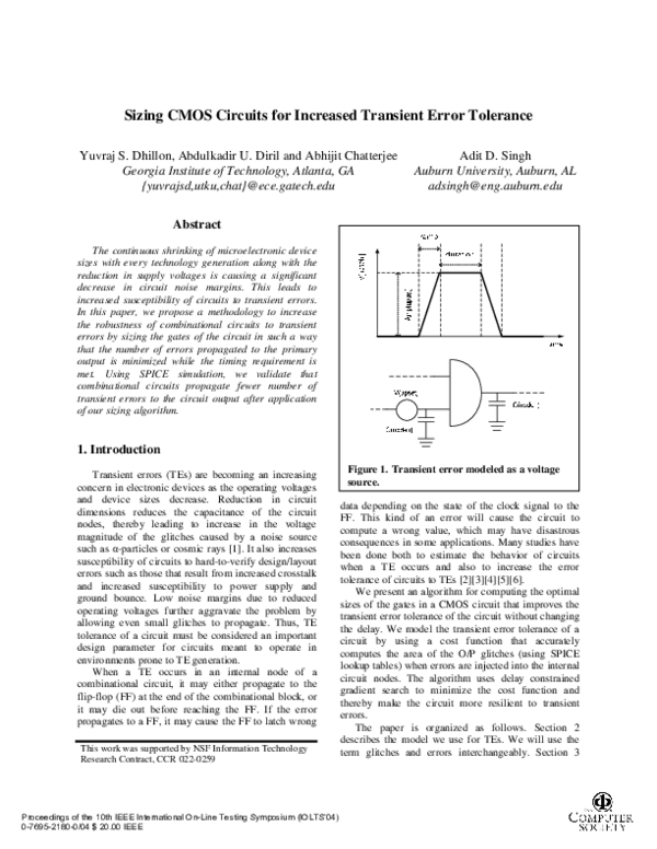 (PDF) Sizing CMOS circuits for increased transient error tolerance