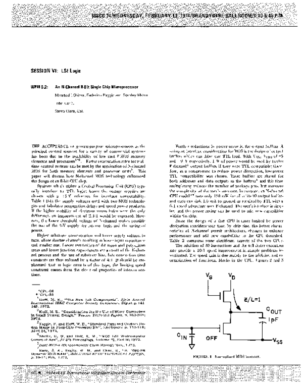 (PDF) An N-channel 8-bit single chip microprocessor | Federico Faggin ...