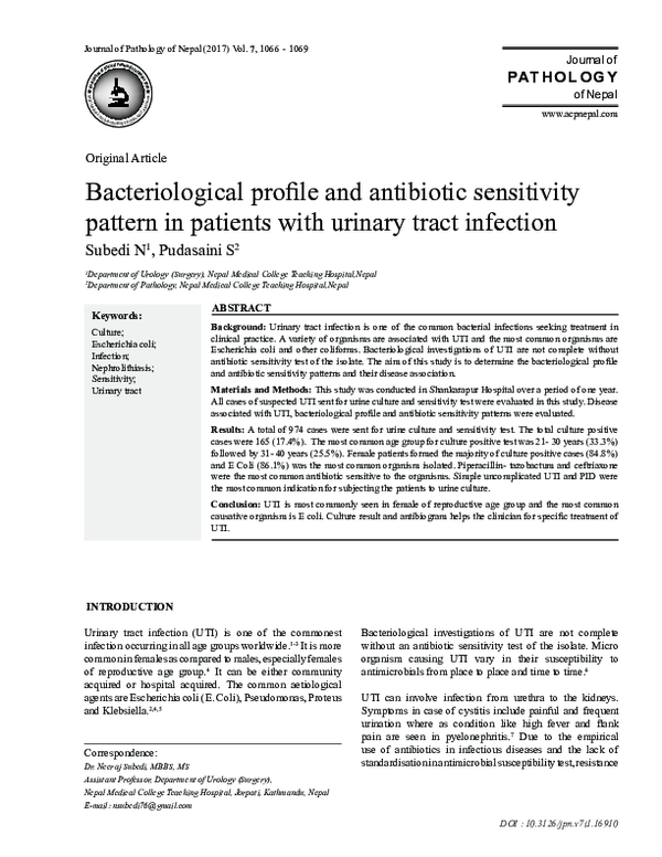 (PDF) Bacteriological Profile and Antibiotic Sensitivity Pattern in ...