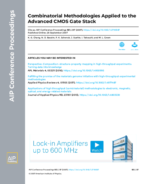 (PDF) Combinatorial Methodologies Applied to the Advanced CMOS Gate Stack