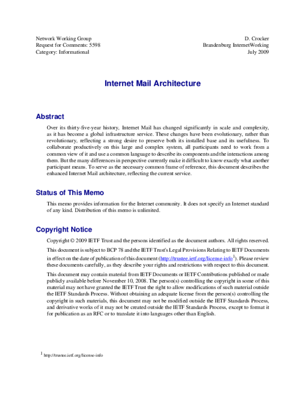 (PDF) Internet Mail Architecture